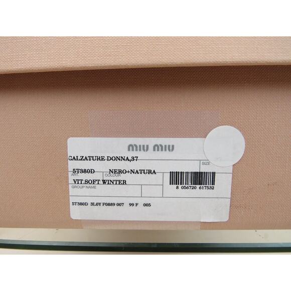 MIU MIU PRADA 5T380D BLACK LEATHER NATURAL WHITE FUR LOGO PLATFORM SNEAKERS 41 - Picture 13 of 13